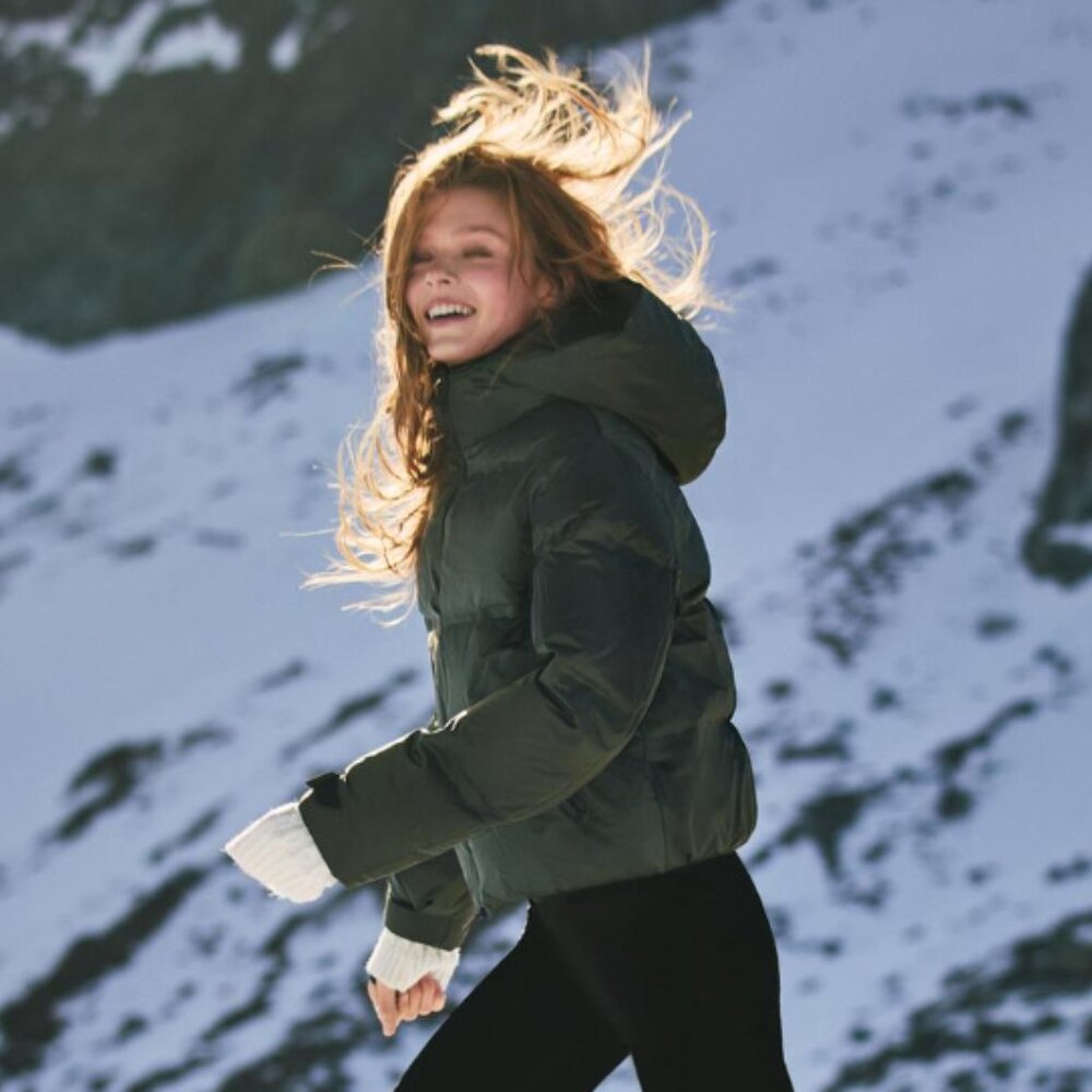 ZARA RECCO® TECHNOLOGY WATER RESISTANT DOWN SKI JACKET KHAKI GREEN XL